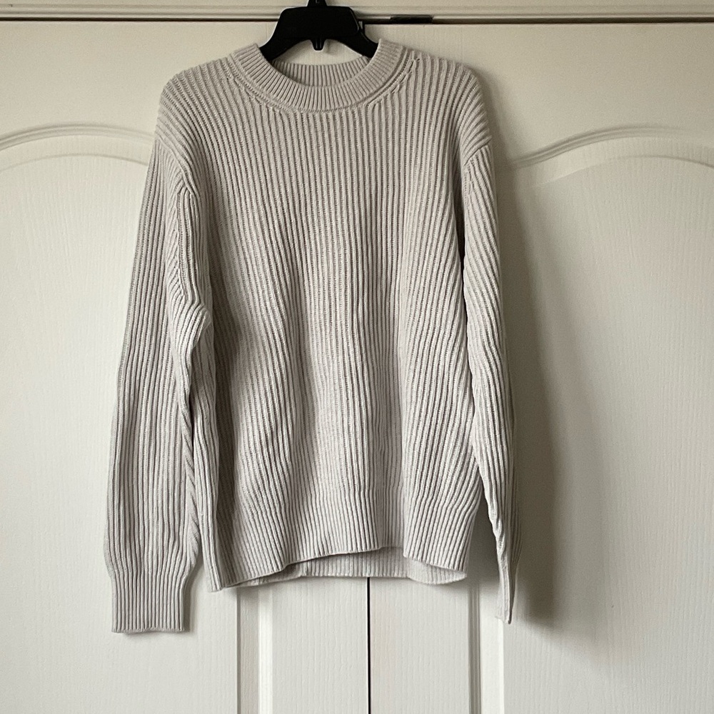 American Eagle Outfitters Men's Ribbed Crewneck Sweater - Cream